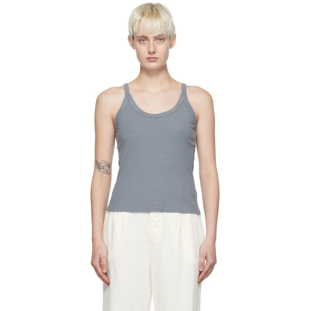 LACAUSA Size Medium Maya Granite Gray Ribbed Tank $45 msrp H7-1